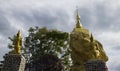 Angel statue worshiping buddha pagoda