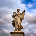 Angel with the Sudarium Veronica`s Veil on Aelian Bridge in Ro Royalty Free Stock Photo