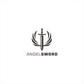 Angel Sword Logo design template Black and White