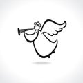 Angel with a trumpet, Simple vector illustration of a free hand line, Cartoon
