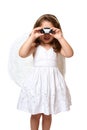 Angel using binoculars Royalty Free Stock Photo