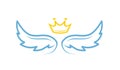 Angel.Vector illustration angel wings with crown.Angel icon