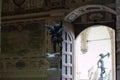 Angel of the Verrocchio fountain inside the courtyard of the Palazzo Vecchio Royalty Free Stock Photo