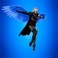 Angel warrior in a blue background Royalty Free Stock Photo