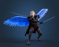 Angel warrior in a dark background Royalty Free Stock Photo