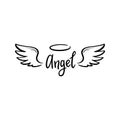 Angel wing with halo and angel lettering text Royalty Free Stock Photo