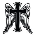 Christian Cross Wing Graphic Detailed Angel or Bird Wings Vector illustration 12 Royalty Free Stock Photo