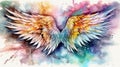 Angel Wings in Beautiful Watercolor. Perfect for Invitations and Scrapbooking.