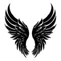 Angel wings black silhouette vector illustration. Royalty Free Stock Photo