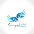 Angel wings logo vector blue image Royalty Free Stock Photo