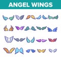 Angel Wings Flying Collection Icons Set Vector Royalty Free Stock Photo