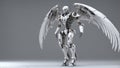 angel wings half angel half robot with flesh fallen off showing robot underneath, Biomechanical angel