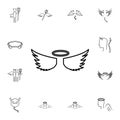 Angel wings and halo icon. Simple set of angel and demon related outline icons. Elements for mobile concept and web apps. Thin lin Royalty Free Stock Photo