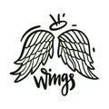 Angel Wings hand drawn vector illustration. Isolated on white background