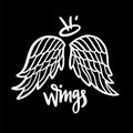 Angel Wings hand drawn vector illustration. Isolated on black background Royalty Free Stock Photo