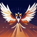 Angel wings with heart on a starry background. Vector illustration. Generative AI