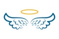 Angel wings icon with nimbus - Royalty Free Stock Photo