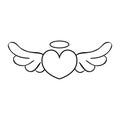 Angel Wings icon vector. Memorial illustration sign. Heart symbol or logo.