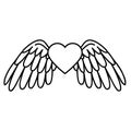 Angel Wings icon vector. Memorial illustration sign. Heart symbol or logo.