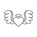 Angel Wings icon vector. Memorial illustration sign. Heart symbol or logo.