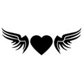 Angel Wings icon vector. Memorial illustration sign. Heart symbol or logo.