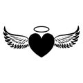 Angel Wings icon vector. Memorial illustration sign. Heart symbol or logo.