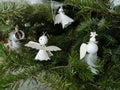 Angel with wings, little man hanging on the Christmas tree, handmade by a little girl