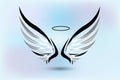 Angel wings pray sketch logo vector