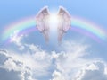 Angel Wings Rainbow Blue Sky Background Royalty Free Stock Photo