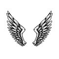 Angel wings in tattoo style isolated on white background. Design element for poster, t shit, card, emblem, sign, badge. Royalty Free Stock Photo