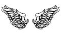 Angel wings in tattoo style isolated on white background. Design element for poster, t shit, card, emblem, sign, badge. Royalty Free Stock Photo