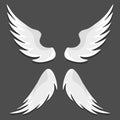 Angel wings, white angel wings isolated on black background. Vector, cartoon illustration Royalty Free Stock Photo