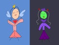 Angel and witch suit elements. Cartoon concept . Vector flat cartoon illustration