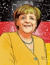 Angela Merkel portrait in line art illustration