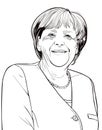 Angela Merkel portrait in line art illustration