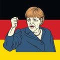 Angela Merkel on German Flag Background. Vector Illustration. September 26, 2017
