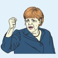 Angela Merkel Portrait Vector Illustration. September 26, 2017