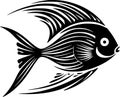 Angelfish - black and white vector illustration