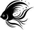 Angelfish - black and white vector illustration