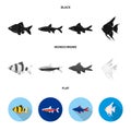 Angelfish, common, barbus, neon.Fish set collection icons in black, flat, monochrome style vector symbol stock