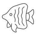 Angelfish thin line icon, worldwildlife concept, peppermint angelfish vector sign on white background, fish outline