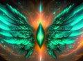 Angelic abstract motif in emerald gold color. Royalty Free Stock Photo