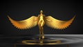Angelic ai concept. female character rising from black liquid. 3d illustration