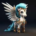 Angelic Blue Unicorn 3d Model With Detailed Feather Rendering