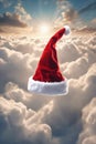 Angelic christmas hat in paradise with many clouds,xmas background wallpaper