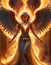 Angelic Figure with Fiery Wings Royalty Free Stock Photo