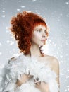 Angelic woman with red hair hairdo Royalty Free Stock Photo