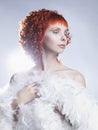 Angelic woman with red hair hairdo Royalty Free Stock Photo