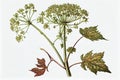 Angelica Botanical Illustration, Archangelica Medicinal Plant, Abstract Generative AI Illustration