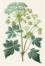 Angelica Botanical Illustration, Archangelica Medicinal Plant, Abstract Generative AI Illustration